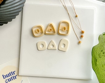 ORGANIC SHAPE SET of 3 or individual cutters, With Cutouts, Organic Shape Cutters, Polymer Clay Cutters, Stud size, Dangle Size