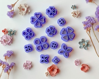 WHOLE PETAL BUNDLE, 12 Petal Clay Cutters, 4 styles, Each in 5mm, 8mm, 12mm, Floral Clay Cutters, More grouping options in separate listing