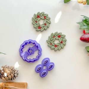 Build a wreath Clay Cutter, Two piece clay cutter set, One size, Christmas Clay cutter, Winter clay cutter