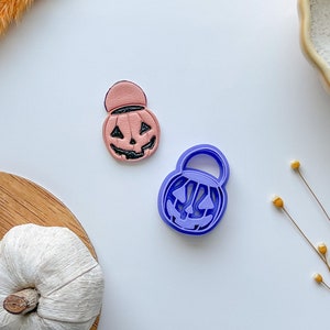 Trick or Treat Polymer Clay Cutter, Candy Basket Clay Cutter, Halloween Clay Cutter Available in Two Sizes, pumpkin clay cutter