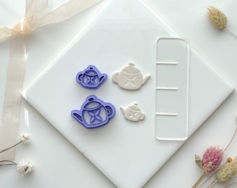 Tea Pot Clay Cutter, Polymer Clay Cutter, Kettle Clay Cutter, Cottagecore Clay Cutter, Mirrored or single