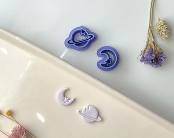 Moon and Saturn Clay cutters, Set of Two Cutters, Tswift Clay Cutter, Polymer Clay Cutter