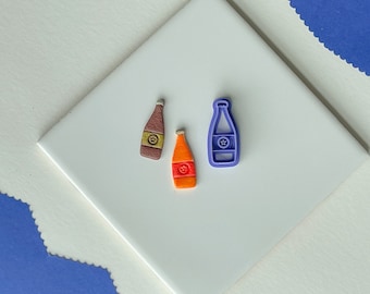 Fizzy bubbly clay cutter, Beach clay cutter, Polymer clay cutter, Wine bottle clay cutter, Orange soda clay cutter