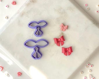 Bow #3, Bow Builder Polymer Clay Cutter, Two size options, .75inch and 1inch bows after assembled