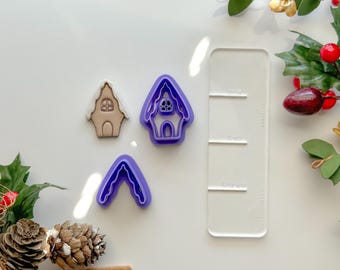 Two piece gingerbread house Clay Cutter, Two piece clay cutter set, One size, Christmas Clay cutter, Winter clay cutter