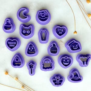 Spooky Stud Polymer Clay Cutter Bundle | Halloween Earring Stud Cutter Set | 0.6” Mini Clay Cutters | 3D Printed Embossed Cutters