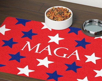 MAGA - Pet food mat, Trump food mat, Patriotic conservative accessories