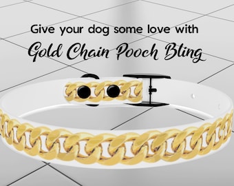 GOLD CHAIN dog collar, Printed dog bling, Cute fancy dog collar, Apparel for dog, Pet clothing