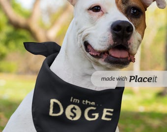 I&#39;m the DOGE (Black) - Clip-on Pet Bandana, Funny GOP MAGA Pet Bandana, Political Bandana, Trump Musk dog Bandana, Pet accessories