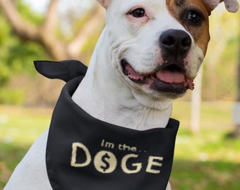 Funny Doge Meme Dog Bandana – Black Pet Scarf with Dollar Sign Graphic – Adjustable Collar for Dogs – Novelty Gift for Dog Lovers