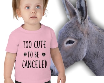 Cute Statement Kids T-Shirt – Soft Cotton Patriotic Graphic Tee for Girls Boys – Too Cute To Be Canceled Shirt – Funny Youth Gift Idea USA