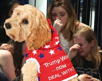 Funny Patriotic Dog Hoodie – Red Trump-Inspired Pet shirt for Dogs – Bold Graphic Puppy Outfit – Novelty Gift for Conservative Dog Lovers