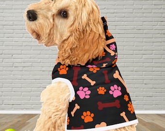 Bone and Paw (2) - Pet dog Hoodie, Funny dog top,  Apparel for dog,  Pet clothing