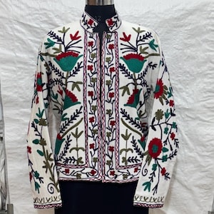 Baumwolle Suzani Hand Stickerei Jacke Mantel, Frauen tragen Winterjacken, Brautjungfer Geschenk, Winterjacke, Kimono Robe, Brautjungfer Jacke