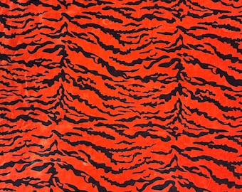 Tiger Print Velvet Fabric, Indian Hand Block Upholstery, Bohemian Decor