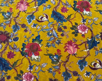 Tela de terciopelo de algodón con estampado floral a mano/Material de tapicería