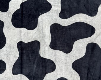 Tela de terciopelo estampada a mano, estampado de vaca, color violeta, para tapicería, 112 cm de ancho