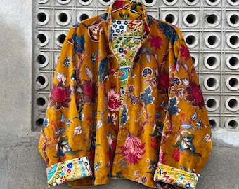 Handmade Velvet Evening Jacket: Shawl Collar Robe Coat