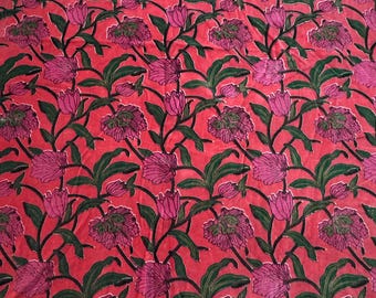 Fluwelen katoenen stof met bloemenprint | Blush Bloom, 44" breed