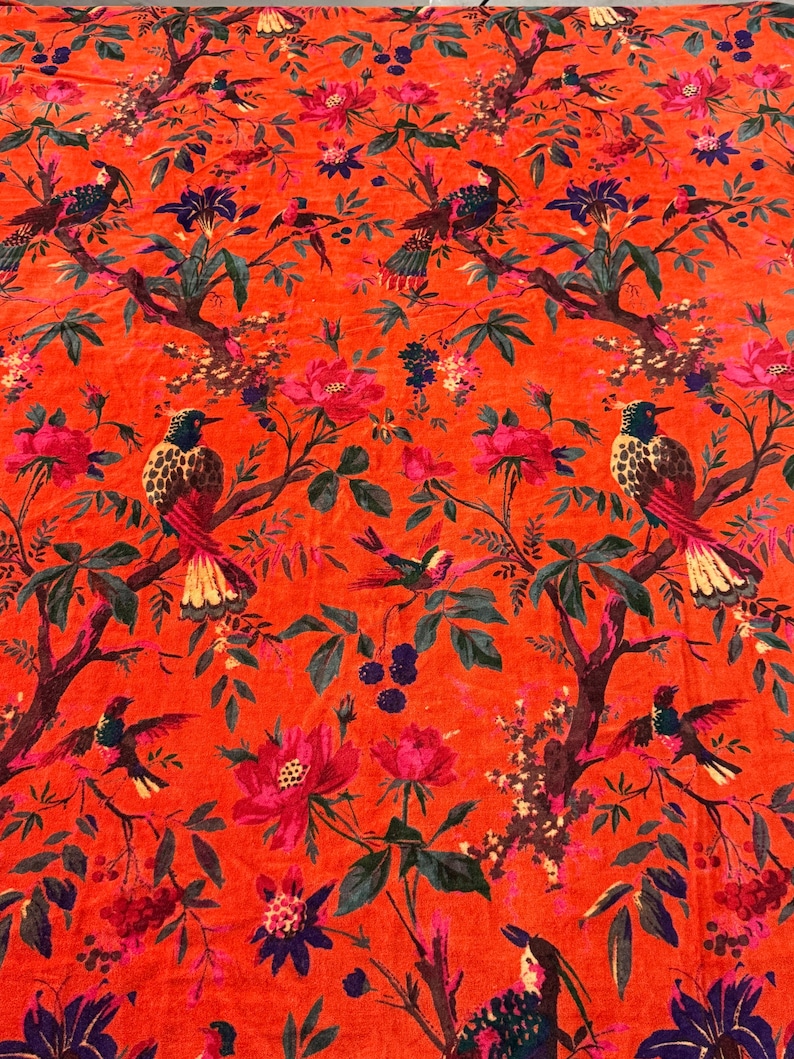 Bengal Tiger Print Velvet Fabric | Indian Tiger, Brwon Upholstery image 9