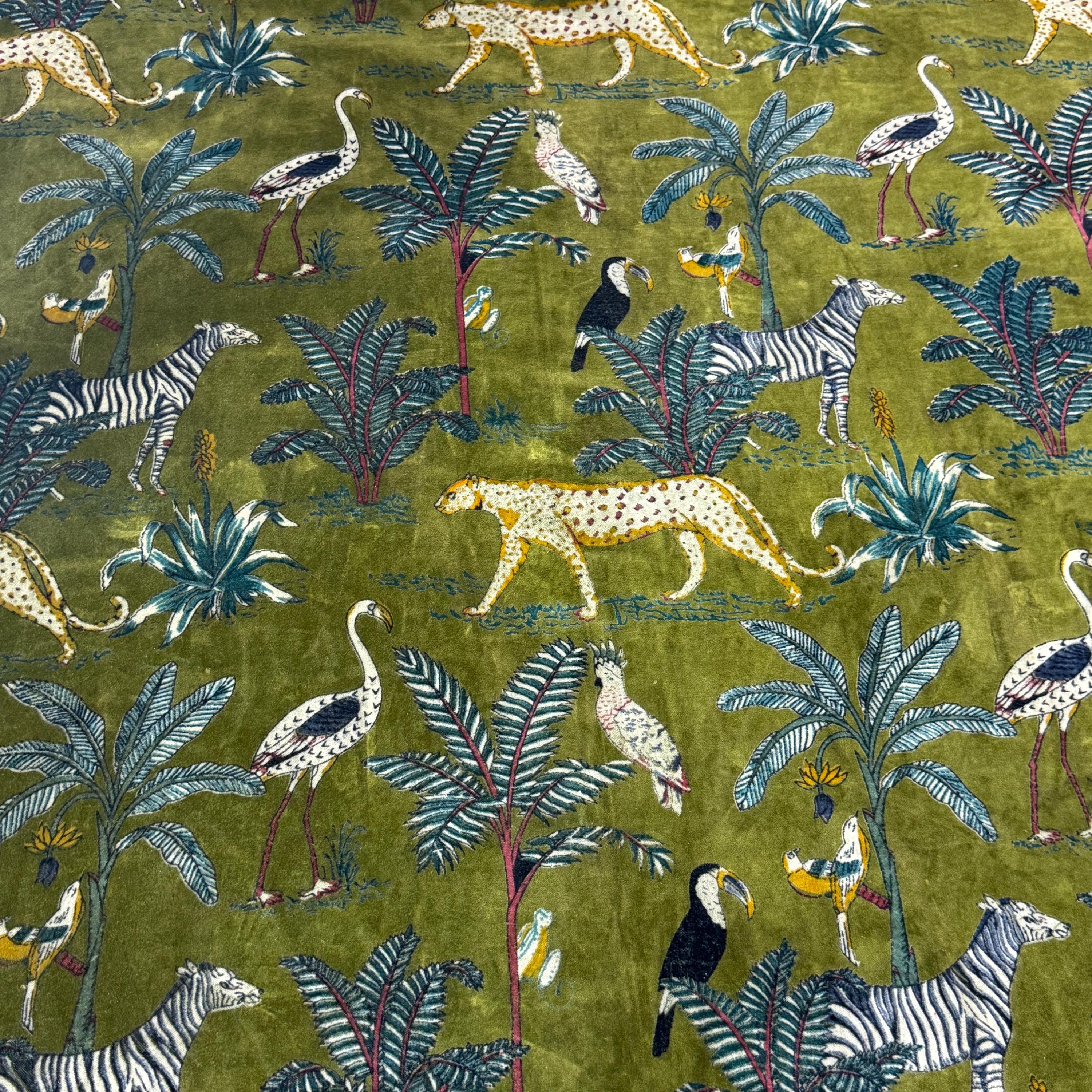 Tessuto Velluto Cotone Stampato Tessuto Velluto Morbido Stampato Stile Indiano, Colore Rosa Con Motivo Uccello - Per Abiti, Costumi, Arredamento - Foto 10