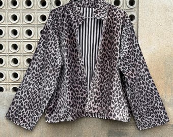 Peignoir kimono en velours léopard noir : Duster bohème