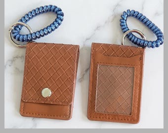 Mini Card Holder Keychain Wallet with ID Window, Compact Keyring Wallet