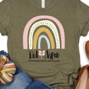 Red Aspen Tshirt, Mani in a dash, Press on nails, boho rainbow, DIY nails, peace, love, Red Aspen, Shirts for Red Aspen Ambassadors