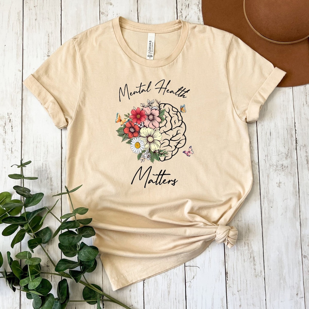 Mental Health Matters T-shirt: Floral Brain Graphic, Unisex Tee - Etsy
