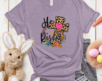 Camiseta unisex con texto en inglés "He is Risen" (He resucitado) de Pascua cristiana, camiseta religiosa de Pascua, regalo del día de la resurrección, camiseta de fiesta religiosa, camiseta del domingo de Pascua