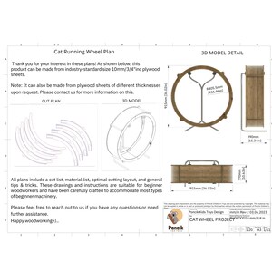 Cat Running Wheel Digital Plan-Cat Exercise WheelRunning, Spinning and Scratching Fun, Cat Treadmill with Carpeted Runway, DWG,DXF,PDF Plan image 9