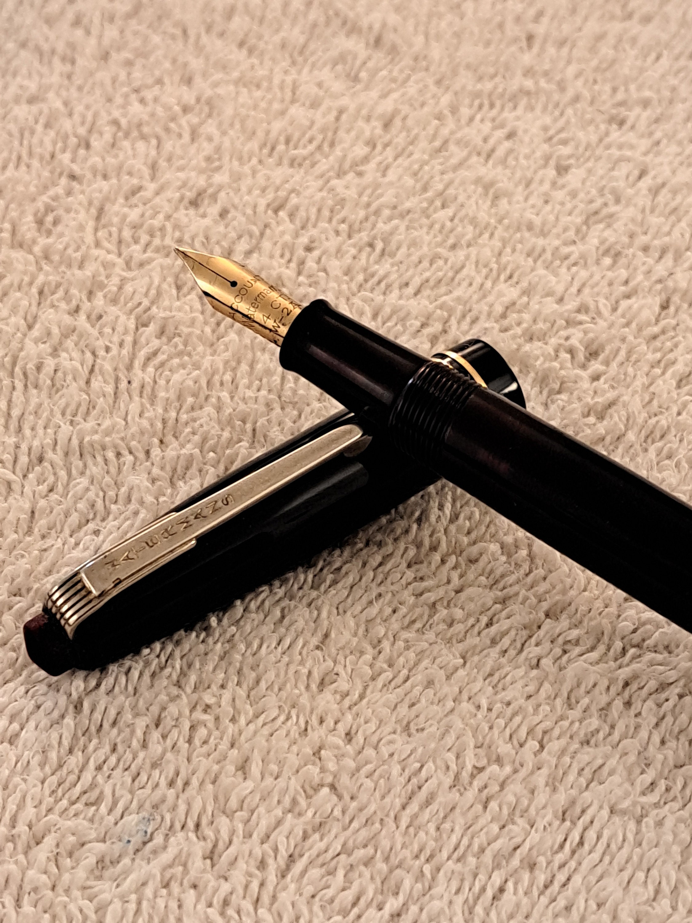 Pick Pen Co. Fountain Pen Pencil Set - Burgundy Marble, Full Size, Flexible  #6 Nib (Excellent in Box, Restored)
