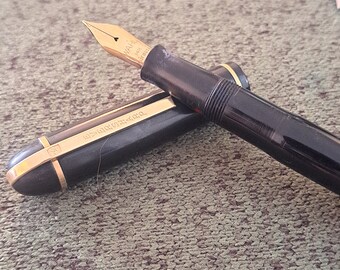 Black Eversharp Skyline w/ Wahl promo Nib (rare) / 1940's Vintage Fountain Pen / Flex to almost 2mm