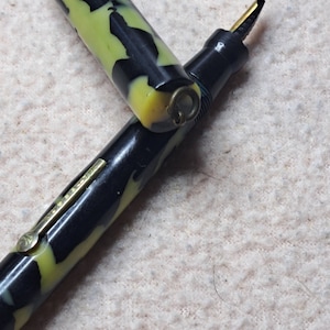 Zwart en crème Waterson uit de jaren 1920 met platte bovenkant - Flex tot 1,77 mm - Vintage flexibele vulpen semi-flex 7MFS