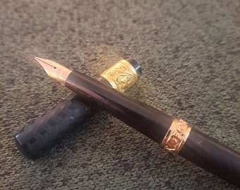 Waterman 12 w/ 3 Gold Bands (wow) / 1900's Vintage Fountain Pen Flex to 1.8mm / Ideal #2 NY Nib