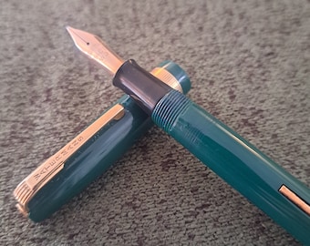 Waterman (anglais) W-3 Green / Stylo plume vintage des années 40 / Excellente écriture quotidienne / MFS-4 / Flex à plus de 1,8 mm