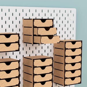 IKEA SKADIS Drawers - Pegboard - Skadis Accessories Attachments - Craft Organisation - Peg Board Storage - Organiser - Eco - Crafting