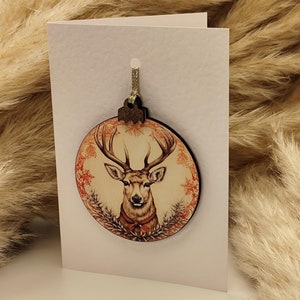 Carte avec cadeau - Boule de Noël faite main - Carte de Noël - Carte de vœux unique - Cadeau respectueux de l'environnement - Boule de Noël souvenir - Décoration de fête