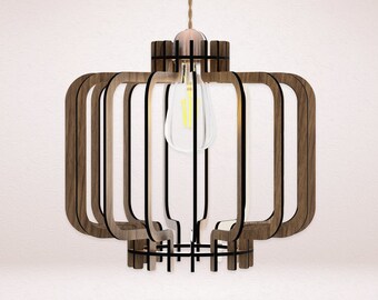 Suspension scandinave - Luminaire moderne - Abat-jour en bois - Bohème - Lustre - Abat-jour - Lampe géométrique - Luminaire de salle à manger - Suspension moderne