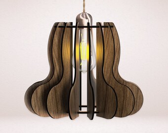 Scandinavian Pendant - Modern Light - Wooden Shade - Boho - Chandelier - Shade - Geometric Lamp - Dining Light - Modern Pendant Light