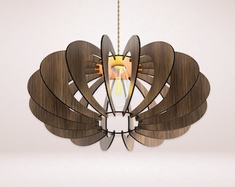 Scandinavian Boho Lampshade - Handmade Wooden Pendant Light - Eco Friendly - Wood Ceiling Light - Natural Decor - Made to Order - Unique