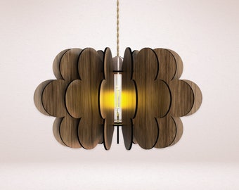 Scandinavian Pendant - Modern Light - Wooden Shade - Boho - Chandelier - Shade - Geometric Lamp - Dining Light - Modern Pendant Light