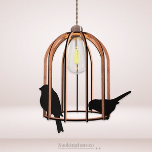 Skandynawska lampa wisząca - nowoczesna lampa - klosz z drewna - boho - żyrandol - klosz - lampa geometryczna - lampa jadalna - nowoczesna lampa wisząca