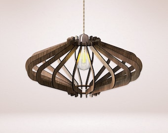 Scandinavian Boho Lampshade - Handmade Wooden Pendant Light - Eco Friendly - Wood Ceiling Light - Natural Decor - Made to Order - Unique