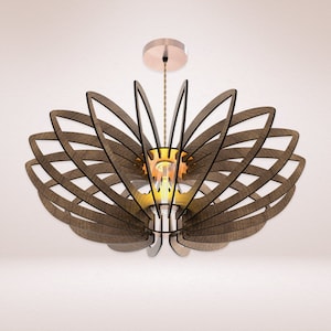 Scandinavian Boho Lampshade - Handmade Wooden Pendant Light - Eco Friendly - Wood Ceiling Light - Natural Decor - Made to Order - Unique