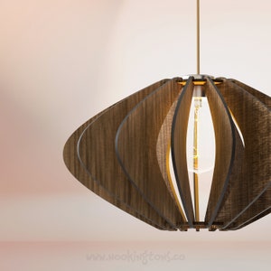 Scandinavian Pendant Modern Light Wooden Shade Boho - Etsy