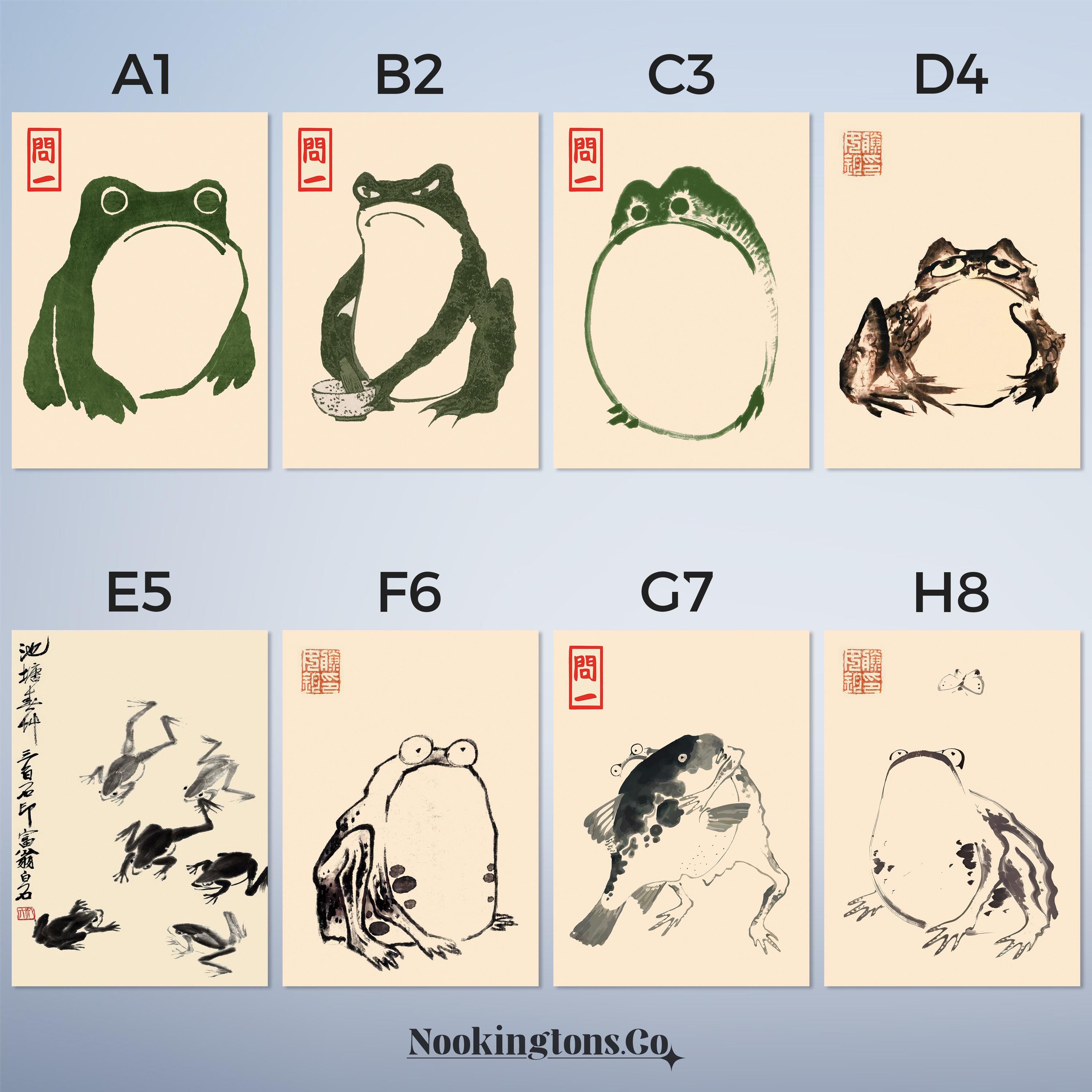 Matsumoto Hoji Grumpy Toads Decorative Ceramic Tiles - Home Decor