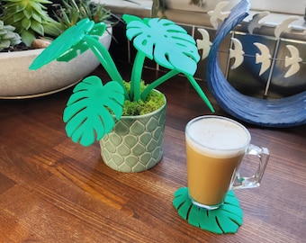 Monstera Coaster Display - Leaf Coasters - Handmade - Coffee Coasters - Set of 6 - Drinks Mat - Plant Lover - Leaves - House Warming - Gift