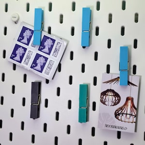 IKEA SKADIS Pegs 6 Pack - Various Colours - Pegboard - Skadis Accessories Attachments - Craft Organisation - Peg Board Storage - Organiser