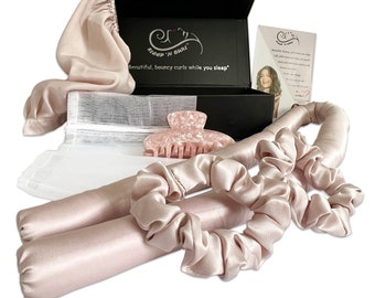 Sleep ‘N Curl - 100% Pure Mulberry Silk - Heatless Hair Curler KIT with Pure Silk Cap (Bonnet)